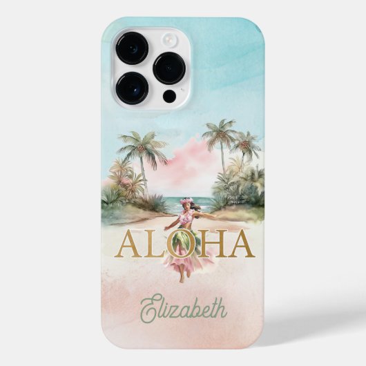 Tropical Hawaii Aloha Hula Meisje Aangepaste iPhon iPhone Hoesje (Achterkant)