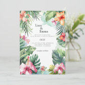 Tropical Hawaii bruiloft uitnodiging (Staand voorkant)