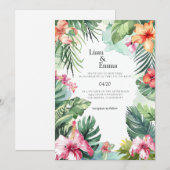 Tropical Hawaii bruiloft uitnodiging (Voorkant / Achterkant)