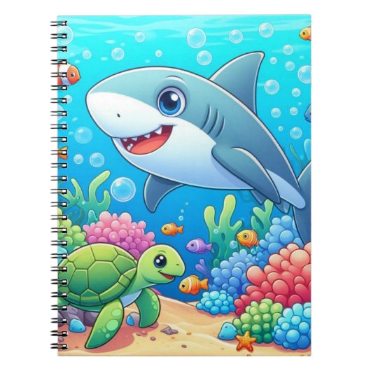 Tropical/Hawaii colorful underwater shark & turtle Notitieboek (Voorkant)