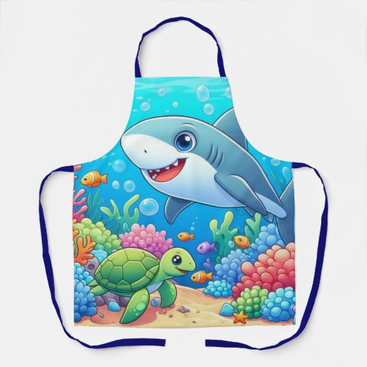 Tropical/Hawaii colorful underwater shark & turtle Schort (Voorkant)