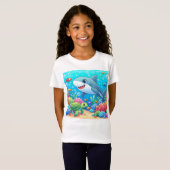 Tropical/Hawaii colorful underwater shark & turtle T-shirt (Voorkant volledig)
