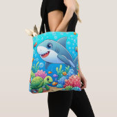 Tropical/Hawaii colorful underwater shark & turtle Tote Bag (Dichtbij)