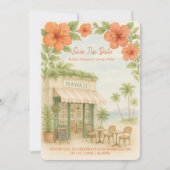 Tropical Hawaii Destination Wedding save the date Kaart (Voorkant)