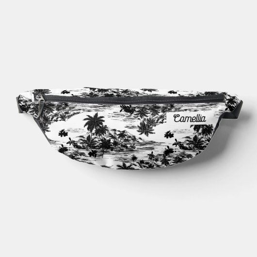 Tropical Hawaii Island Zwart-wit Naam Aangepast Heuptasje (Liggend)