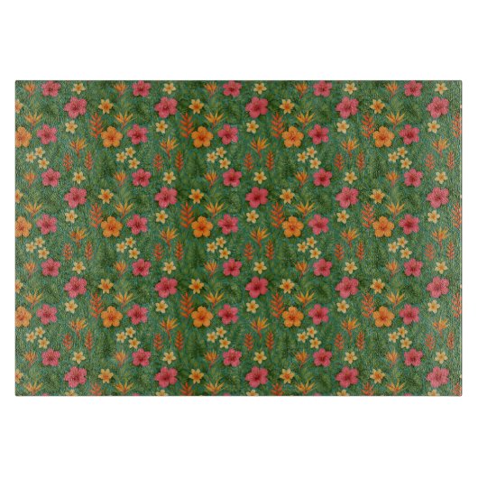 Tropical/Hawaii patterned floral Snijplank (Voorkant)