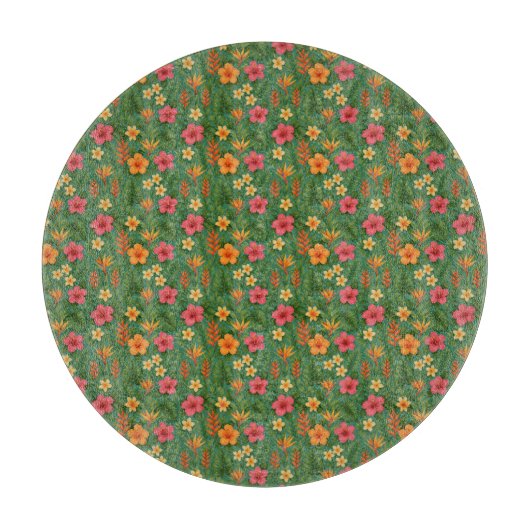 Tropical/Hawaii patterned floral Snijplank (Voorkant)