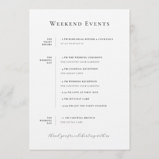 Tropical Hawaii Wedding Welcome Itinerary Card Menu (Achterkant)