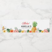 Tropical Hawaiian Birthday Water Bottle Label Waterfles Etiket (Enkel label)