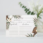 Tropical Hawaiian Floral & Coconut recept kaart (Staand voorkant)