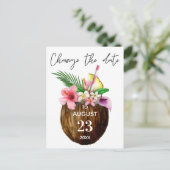 Tropical Hawaiian Floral & Coconut Wijzig de datum Briefkaart (Staand voorkant)