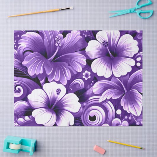 Tropical Hawaiian Flower Hibiscus Purple Decoupage Tissuepapier (Craft)
