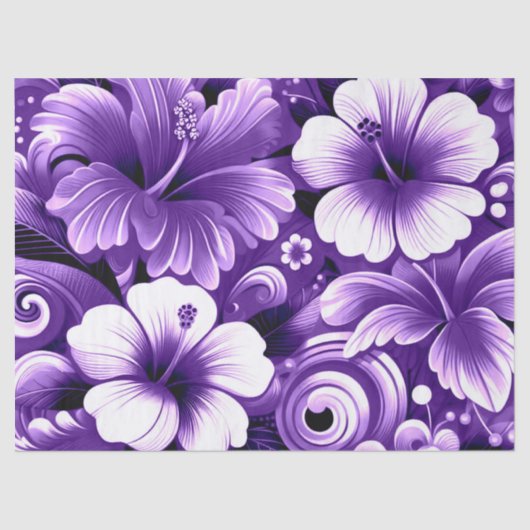Tropical Hawaiian Flower Hibiscus Purple Decoupage Tissuepapier (Voorkant)