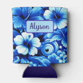Tropical Hawaiian Flowers Hibiscus Personalized Blikjeskoeler (Achterkant)