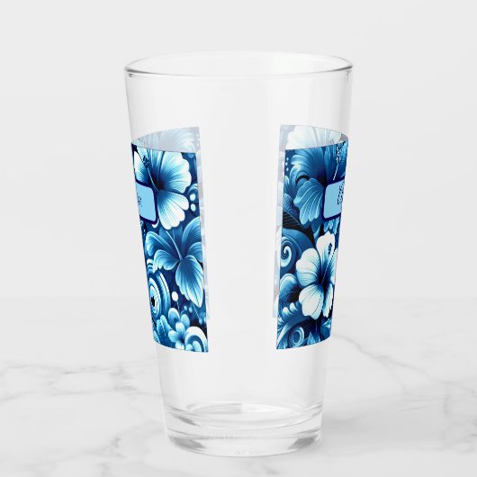 Tropical Hawaiian Flowers Hibiscus Personalized Glas (Links)