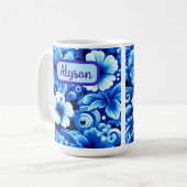 Tropical Hawaiian Flowers Hibiscus Personalized Koffiemok (Voorkant links)