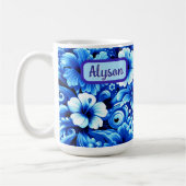 Tropical Hawaiian Flowers Hibiscus Personalized Koffiemok (Links)