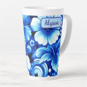Tropical Hawaiian Flowers Hibiscus Personalized Latte Mok (Rechterhoek)