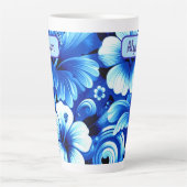 Tropical Hawaiian Flowers Hibiscus Personalized Latte Mok (Voorkant)