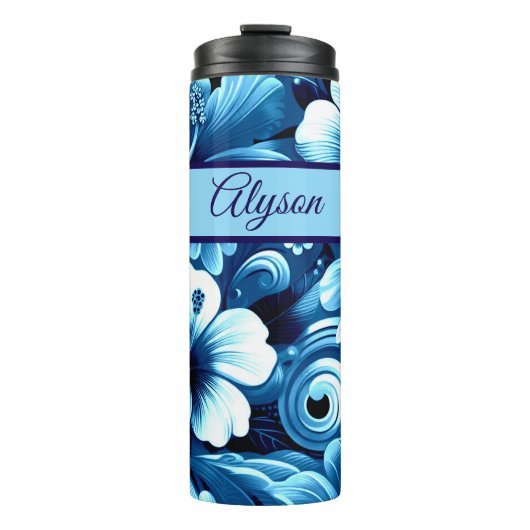 Tropical Hawaiian Flowers Hibiscus Personalized Thermosbeker (Voorkant)