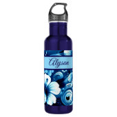 Tropical Hawaiian Flowers Hibiscus Personalized Waterfles (Voorkant)