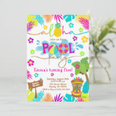 Tropical Hawaiian Luau Pool Party Kind Kaart (Staand voorkant)