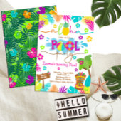 Tropical Hawaiian Luau Pool Party Kind Kaart