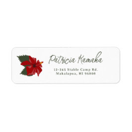  Tropical Hawaiian Red Hibiscus Flower Custom Etiket