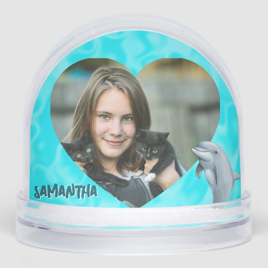 Tropical Heart Photos Grandkids Gift Snow Globe Sneeuwbol (Voorkant)