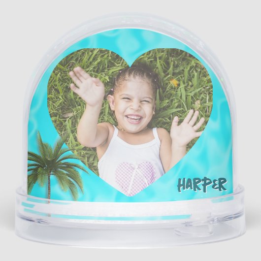 Tropical Heart Photos Grandkids Gift Snow Globe Sneeuwbol (Achterkant)