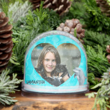 Tropical Heart Photos Grandkids Gift Snow Globe