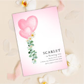 Tropical hearts balloons simple first birthday   kaart