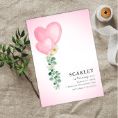 Tropical hearts balloons simple first birthday   kaart