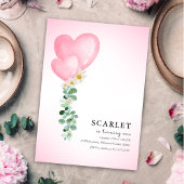 Tropical hearts balloons simple first birthday   kaart