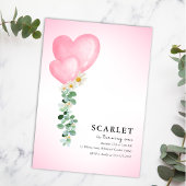 Tropical hearts balloons simple first birthday   kaart