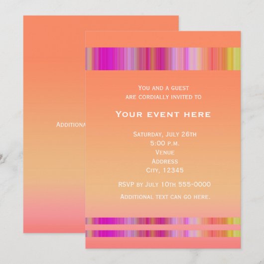 Tropical Heat Summer Colours Feestuitnodiging Kaart (Voorkant / Achterkant)