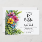 Tropical Hibiscus 18th Birthday Party Kaart (Voorkant)