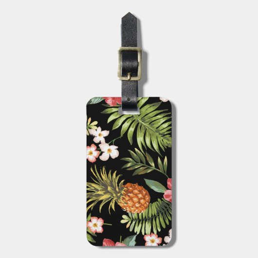 Tropical Hibiscus Ananas Travel Bagagelabel (Voorkant verticaal)