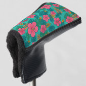 Tropical Hibiscus and Palm Leaf Pattern  Golfheadcover (3/4 voorkant)
