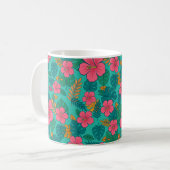 Tropical Hibiscus and Palm Leaf Pattern  Koffiemok (Voorkant links)
