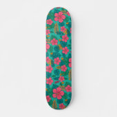 Tropical Hibiscus and Palm Leaf Pattern Persoonlijk Skateboard (Voorkant)
