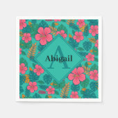 Tropical Hibiscus and Palm Leaf Pattern  Servet (Voorkant)