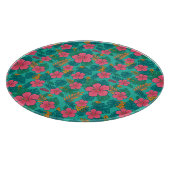 Tropical Hibiscus and Palm Leaf Pattern  Snijplank (Hoek)