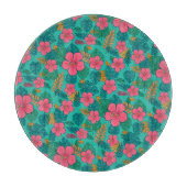 Tropical Hibiscus and Palm Leaf Pattern  Snijplank (Voorkant)