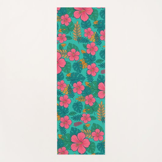 Tropical Hibiscus and Palm Leaf Pattern  Yogamat (Voorkant)