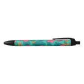 Tropical Hibiscus and Palm Leaf Pattern  Zwarte Inkt Pen (Bovenkant)
