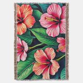 Tropical Hibiscus Bloom Artistry Deken (Voorkant Verticaal)