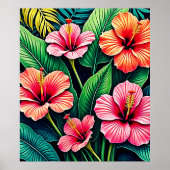 Tropical Hibiscus Bloom Artistry Poster (Voorkant)