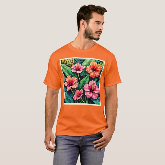 Tropical Hibiscus Bloom Artistry T-shirt (Voorkant volledig)