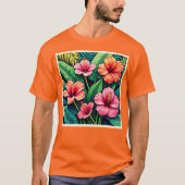 Tropical Hibiscus Bloom Artistry T-shirt (Voorkant)
